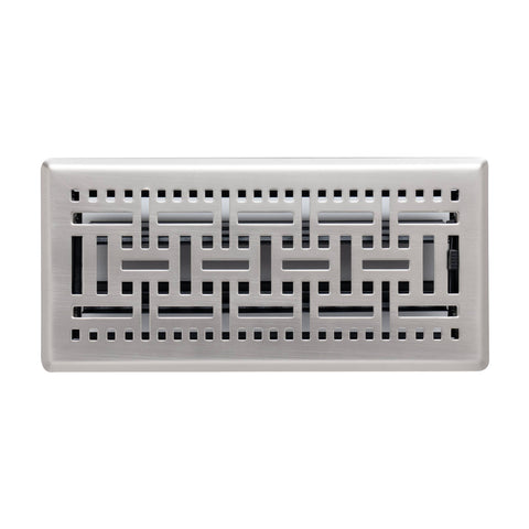 Fits 4x10 and 10x4 Duct Opening | Decorative Floor Register with BasketWeave Design by Handua | Heavy Duty Walkable Design with Damper | Floor Vent Grille | Easy Adjust Air Supply Lever | Satin Nickel