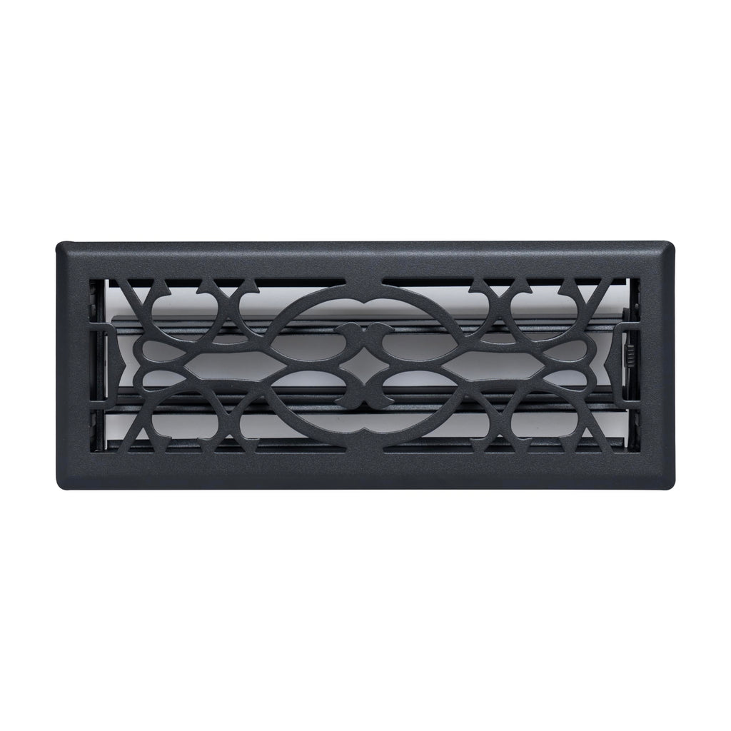 Fits 4x12 and 12x4 Duct Opening | Decorative Floor Register with Victorian Design by Handua | Heavy Duty Walkable Design with Damper | Floor Vent Grille | Easy to Adjust Air Supply Lever | Matte Black