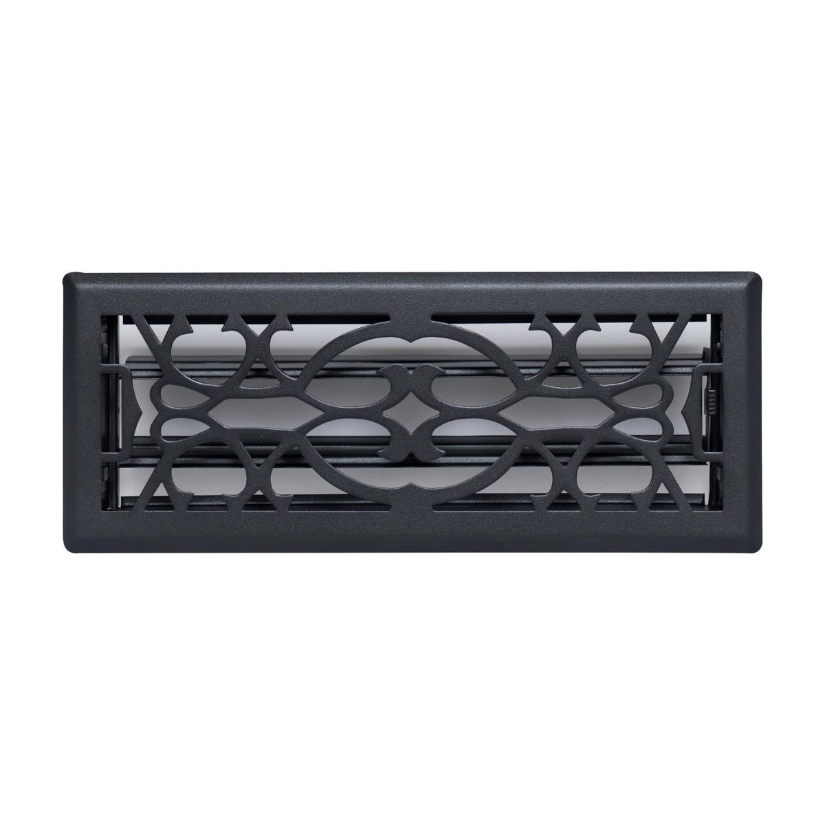 4"x12" Heavy Duty Steel Floor Register, Louvered Air Vent with Adjustable Damper | Matte Black | Out. Dim.: 5-3/4"W X 13-1/2"H