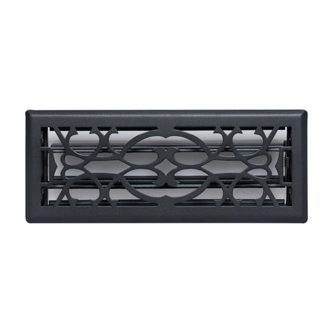 4"x12" Heavy Duty Steel Floor Register, Louvered Air Vent with Adjustable Damper | Matte Black | Out. Dim.: 5-3/4"W X 13-1/2"H
