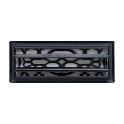 4"x12" Heavy Duty Steel Floor Register, Louvered Air Vent with Adjustable Damper | Matte Black | Out. Dim.: 5-3/4"W X 13-1/2"H