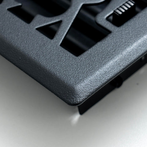 4"x12" Heavy Duty Steel Floor Register, Louvered Air Vent with Adjustable Damper | Matte Black | Out. Dim.: 5-3/4"W X 13-1/2"H