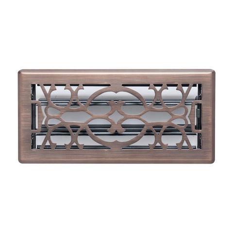 4"x10" Heavy Duty Steel Floor Register, Louvered Air Vent with Adjustable Damper | Bronze | Out. Dim.: 5-3/4"W X 11-1/2"H