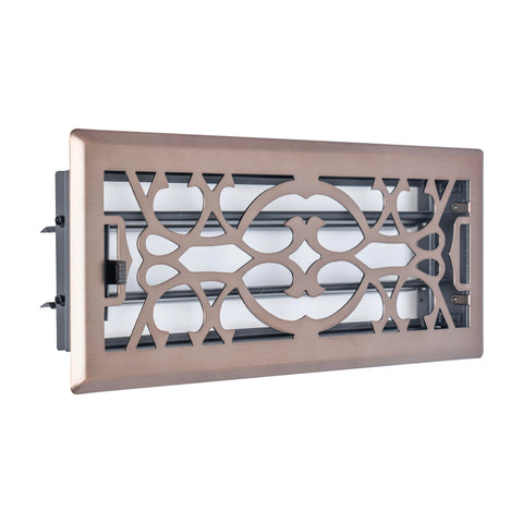 Fits 4x12 and 12x4 Duct Opening | Decorative Floor Register with Victorian Design by Handua | Heavy Duty Walkable Design with Damper | Floor Vent Grille | Easy to Adjust Air Supply Lever | Bronze