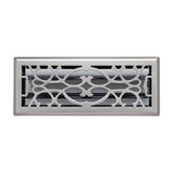 4"x12" Heavy Duty Steel Floor Register, Louvered Air Vent with Adjustable Damper | Satin Nickel | Out. Dim.: 5-3/4"W X 13-1/2"H