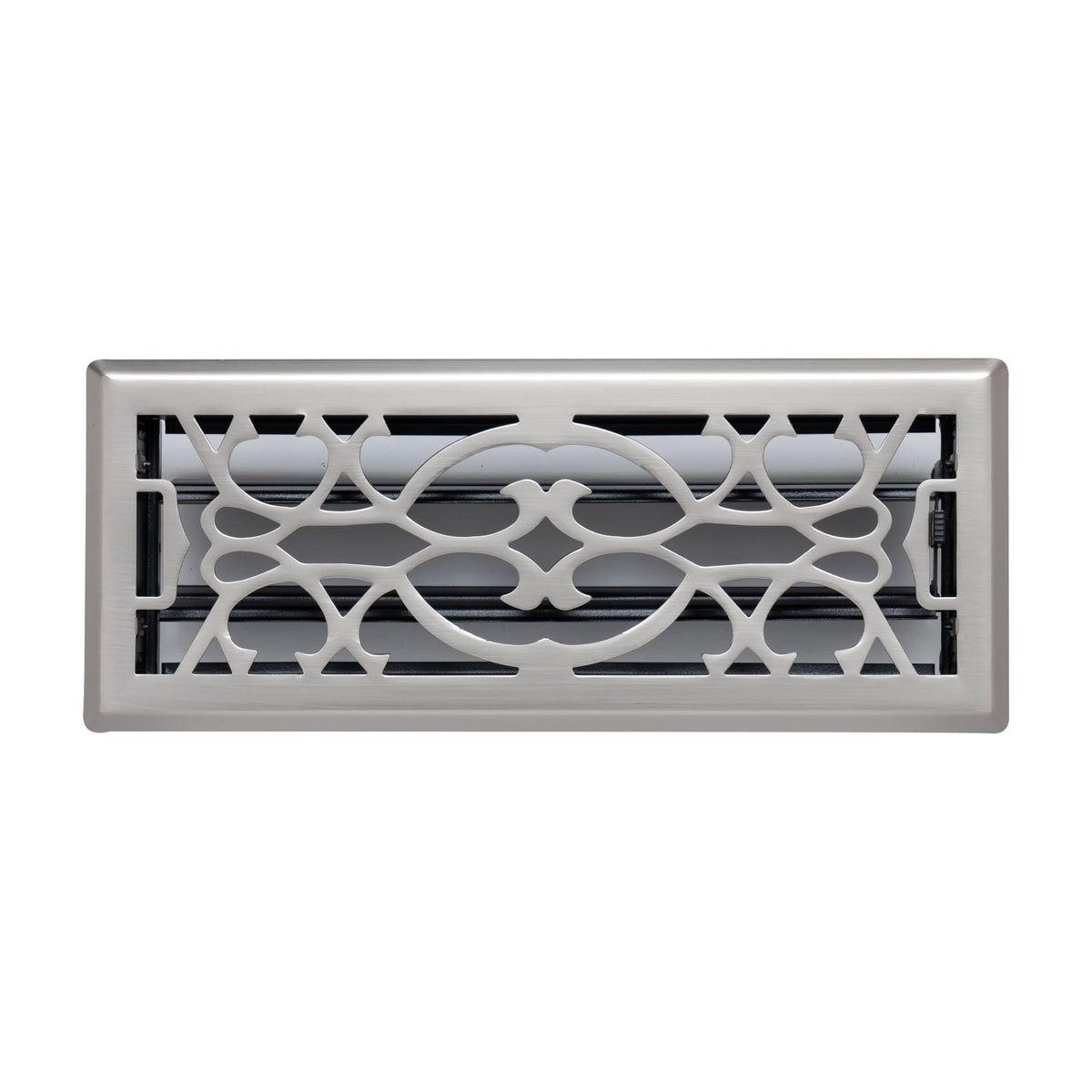 Fits 4x12 and 12x4 Duct Opening | Decorative Floor Register with Victorian Design by Handua | Heavy Duty Walkable Design with Damper | Floor Vent Grille |Easy to Adjust Air Supply Lever | Satin Nickel