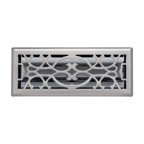Fits 4x12 and 12x4 Duct Opening | Decorative Floor Register with Victorian Design by Handua | Heavy Duty Walkable Design with Damper | Floor Vent Grille |Easy to Adjust Air Supply Lever | Satin Nickel