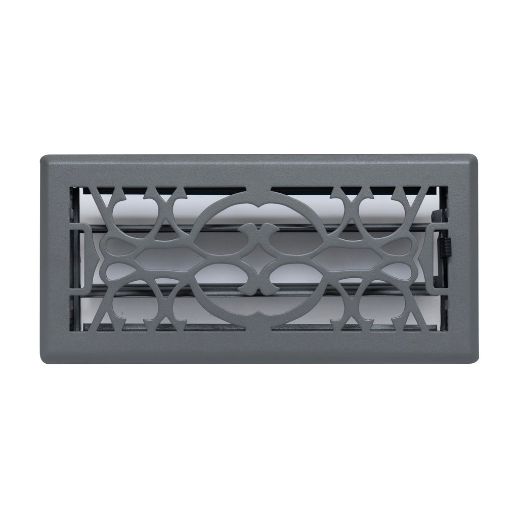 Fits 4x10 and 10x4 Duct Opening | Decorative Floor Register with Victorian Design by Handua | Heavy Duty Walkable Design with Damper | Floor Vent Grille | Easy to Adjust Air Supply Lever | Dark Gray