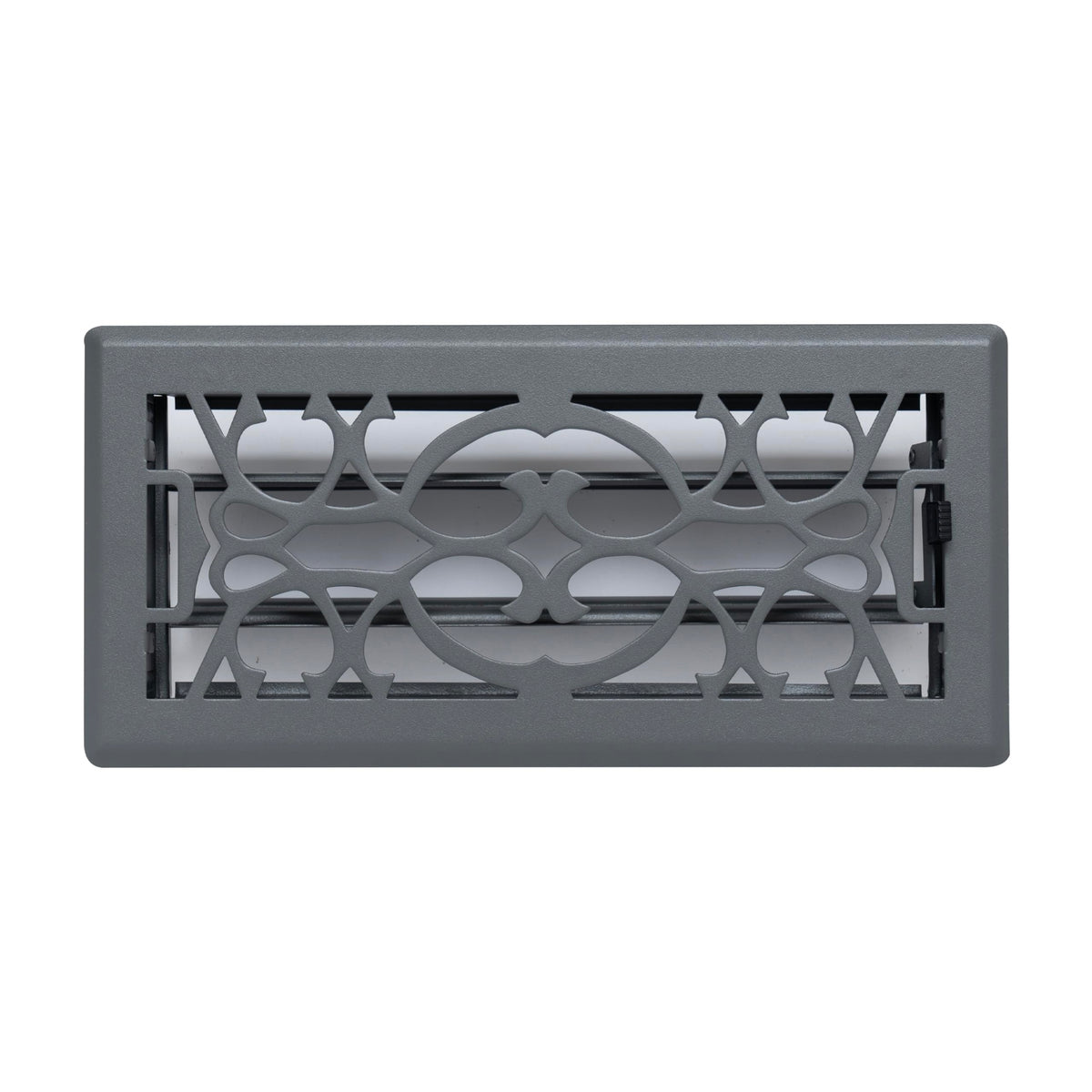 4"x10" Heavy Duty Steel Floor Register, Louvered Air Vent with Adjustable Damper | Dark Gray | Out. Dim.: 5-3/4"W X 11-1/2"H