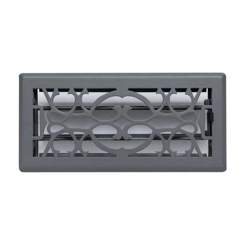 4"x10" Heavy Duty Steel Floor Register, Louvered Air Vent with Adjustable Damper | Dark Gray | Out. Dim.: 5-3/4"W X 11-1/2"H