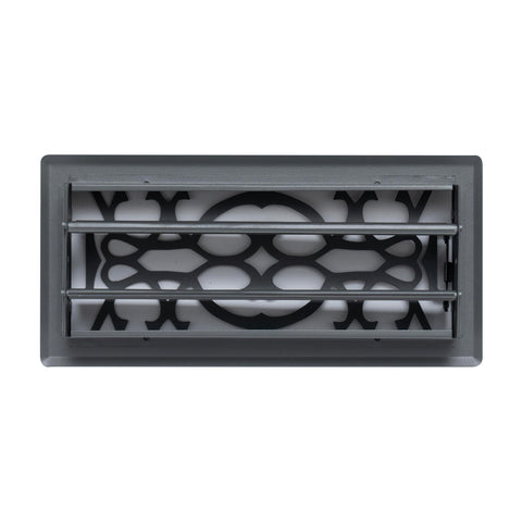 4"x10" Heavy Duty Steel Floor Register, Louvered Air Vent with Adjustable Damper | Dark Gray | Out. Dim.: 5-3/4"W X 11-1/2"H