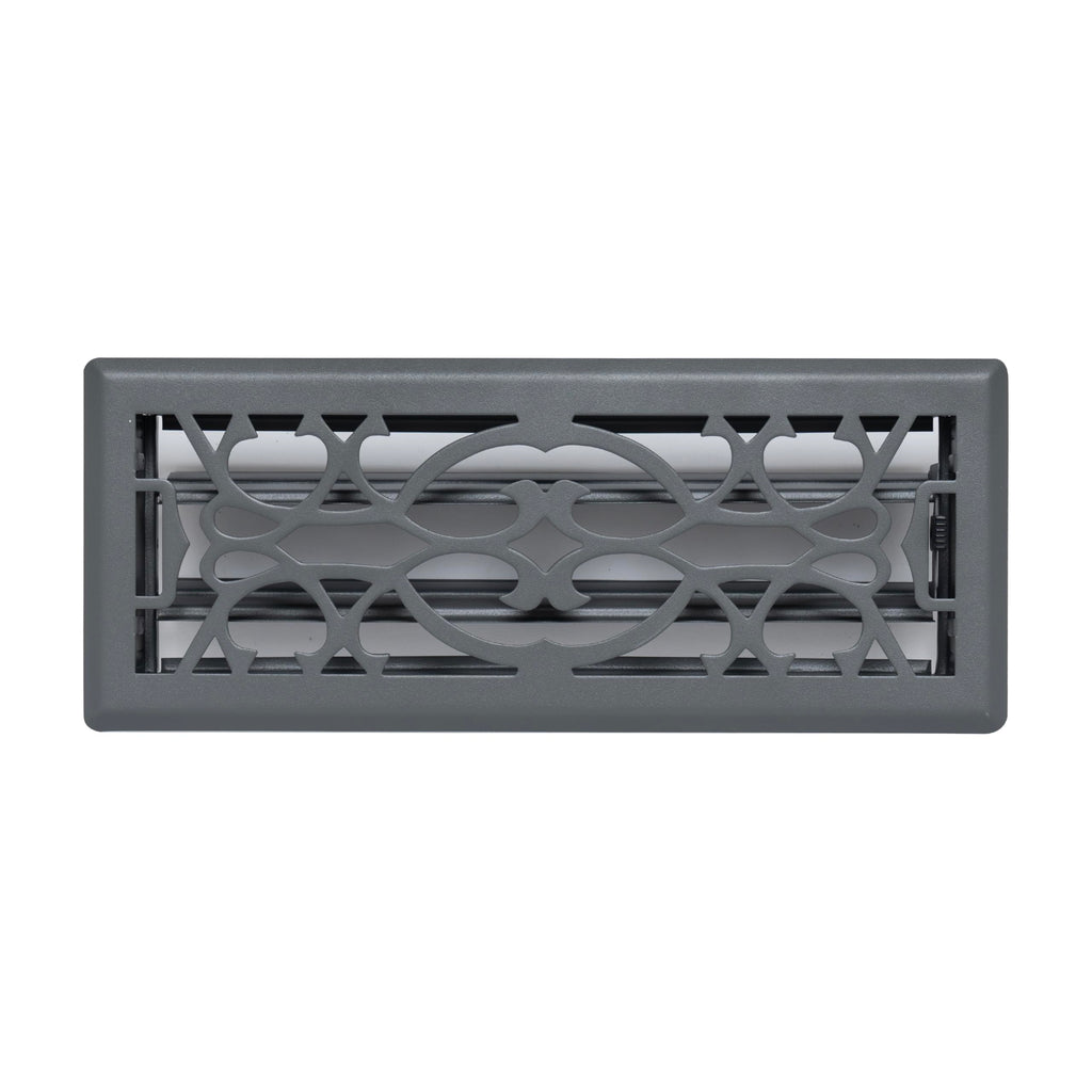 Fits 4x12 and 12x4 Duct Opening | Decorative Floor Register with Victorian Design by Handua | Heavy Duty Walkable Design with Damper | Floor Vent Grille | Easy to Adjust Air Supply Lever | Dark Gray