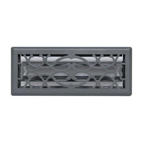 Fits 4x12 and 12x4 Duct Opening | Decorative Floor Register with Victorian Design by Handua | Heavy Duty Walkable Design with Damper | Floor Vent Grille | Easy to Adjust Air Supply Lever | Dark Gray