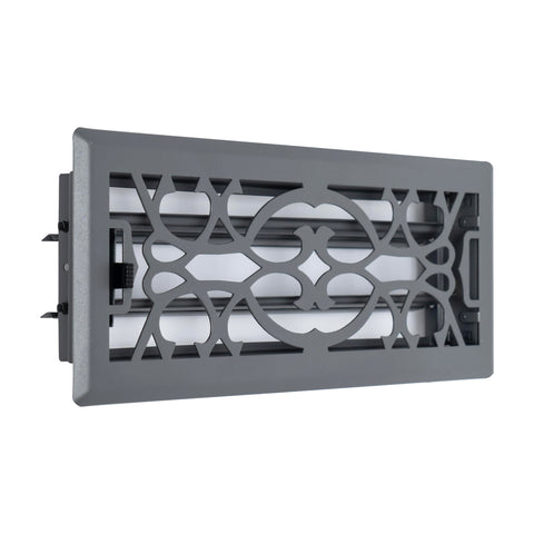 Fits 4x12 and 12x4 Duct Opening | Decorative Floor Register with Victorian Design by Handua | Heavy Duty Walkable Design with Damper | Floor Vent Grille | Easy to Adjust Air Supply Lever | Dark Gray