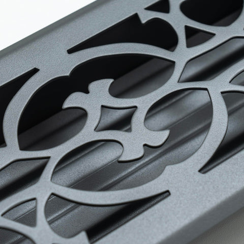 Fits 4x12 and 12x4 Duct Opening | Decorative Floor Register with Victorian Design by Handua | Heavy Duty Walkable Design with Damper | Floor Vent Grille | Easy to Adjust Air Supply Lever | Dark Gray