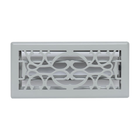 Fits 4x10 and 10x4 Duct Opening | Decorative Floor Register with Victorian Design by Handua | Heavy Duty Walkable Design with Damper | Floor Vent Grille | Easy to Adjust Air Supply Lever | Light Gray
