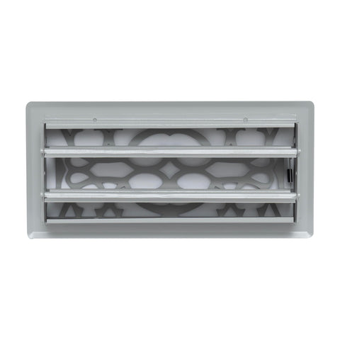 Fits 4x10 and 10x4 Duct Opening | Decorative Floor Register with Victorian Design by Handua | Heavy Duty Walkable Design with Damper | Floor Vent Grille | Easy to Adjust Air Supply Lever | Light Gray