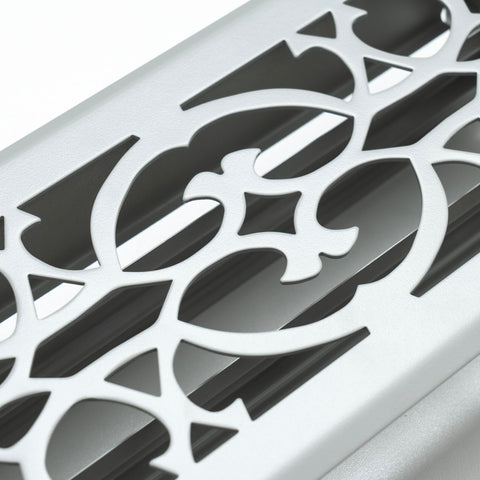 Fits 4x10 and 10x4 Duct Opening | Decorative Floor Register with Victorian Design by Handua | Heavy Duty Walkable Design with Damper | Floor Vent Grille | Easy to Adjust Air Supply Lever | Light Gray