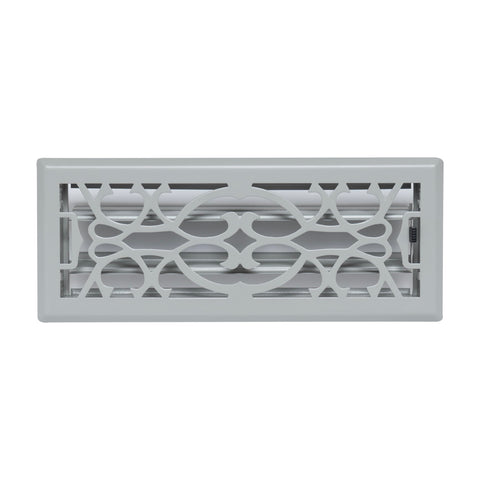 Fits 4x12 and 12x4 Duct Opening | Decorative Floor Register with Victorian Design by Handua | Heavy Duty Walkable Design with Damper | Floor Vent Grille | Easy to Adjust Air Supply Lever | Light Gray