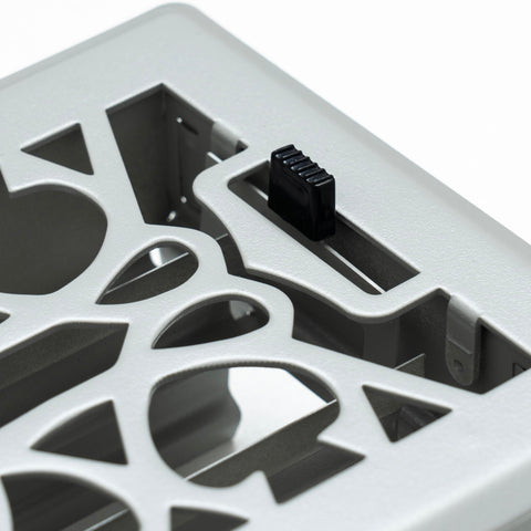 Fits 4x12 and 12x4 Duct Opening | Decorative Floor Register with Victorian Design by Handua | Heavy Duty Walkable Design with Damper | Floor Vent Grille | Easy to Adjust Air Supply Lever | Light Gray