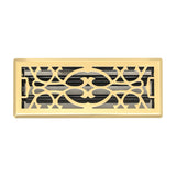 4"x12" Heavy Duty Steel Floor Register, Louvered Air Vent with Adjustable Damper | Polished Brass | Out. Dim.: 5-3/4"W X 13-1/2"H
