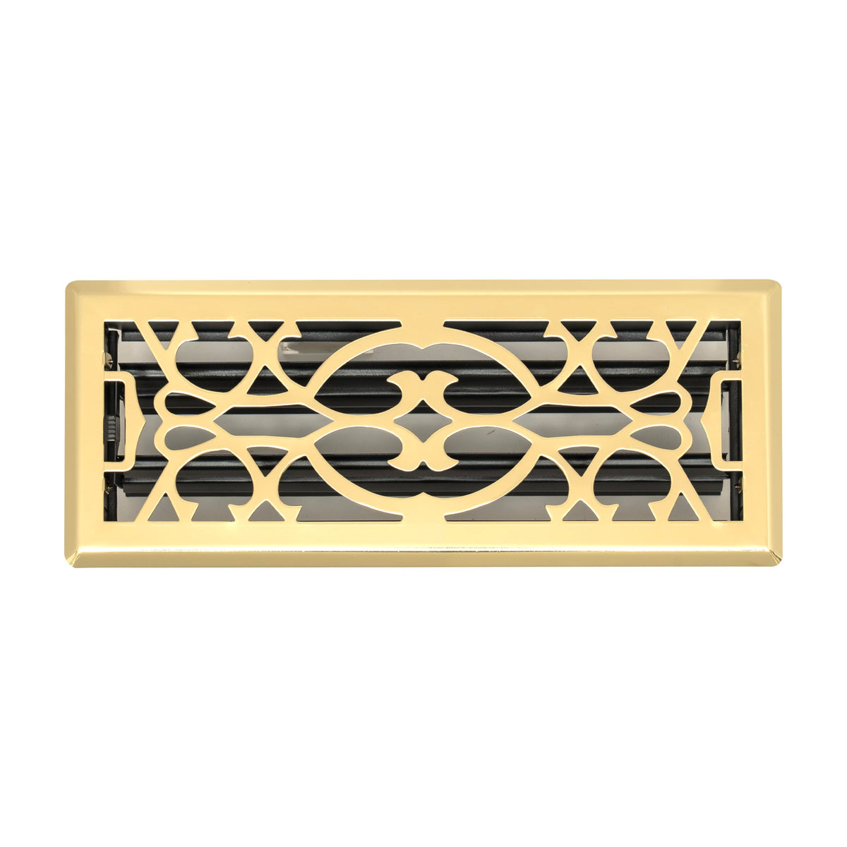 Fits 4x12 and 12x4 Duct Opening | Decorative Floor Register with Victorian Design by Handua | Heavy Duty Walkable Design with Damper | Floor Vent Grille | Easy Adjust Air Supply Lever | Polished Brass