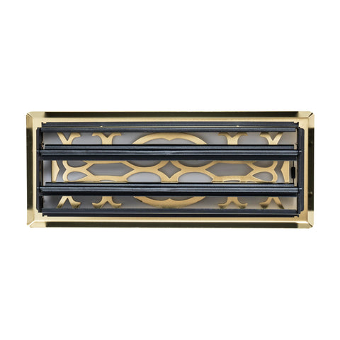 Fits 4x12 and 12x4 Duct Opening | Decorative Floor Register with Victorian Design by Handua | Heavy Duty Walkable Design with Damper | Floor Vent Grille | Easy Adjust Air Supply Lever | Polished Brass