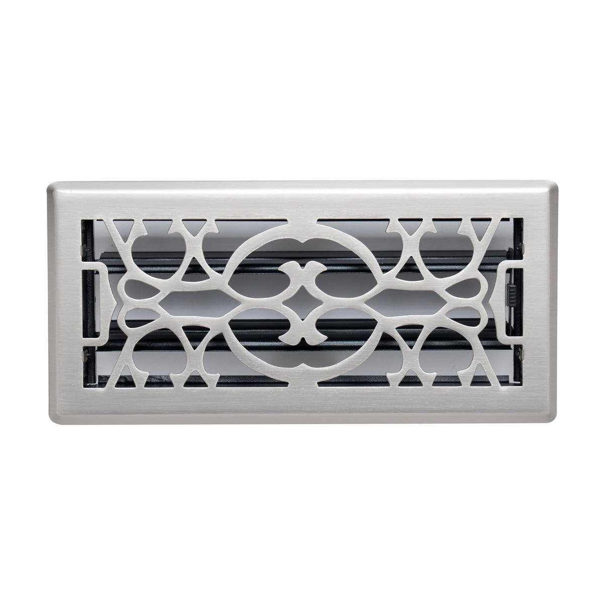 Fits 4x10 and 10x4 Duct Opening | Decorative Floor Register with Victorian Design by Handua | Heavy Duty Walkable Design with Damper | Floor Vent Grille |Easy to Adjust Air Supply Lever | Satin Nickel