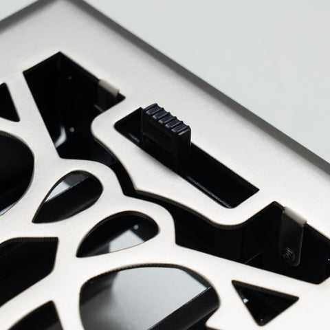 Fits 4x10 and 10x4 Duct Opening | Decorative Floor Register with Victorian Design by Handua | Heavy Duty Walkable Design with Damper | Floor Vent Grille |Easy to Adjust Air Supply Lever | Satin Nickel