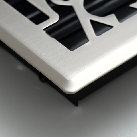 Fits 4x10 and 10x4 Duct Opening | Decorative Floor Register with Victorian Design by Handua | Heavy Duty Walkable Design with Damper | Floor Vent Grille |Easy to Adjust Air Supply Lever | Satin Nickel