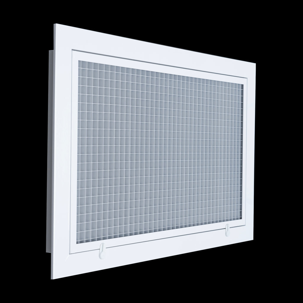 20"x12" Aluminum Eggcrate Return Air Filter Grille for Sidewall and Ceiling | White | Out. Dim.: 22-1/4"W X 14-1/4"H