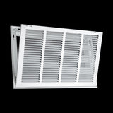 20"x12" White Steel Return Air Filter Grille, Removable Door, Plastic Latches, for 1-Inch Filters