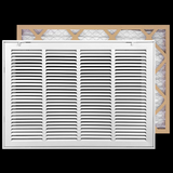 20"x12" White Steel Return Air Filter Grille, Filter Included, Removable Door