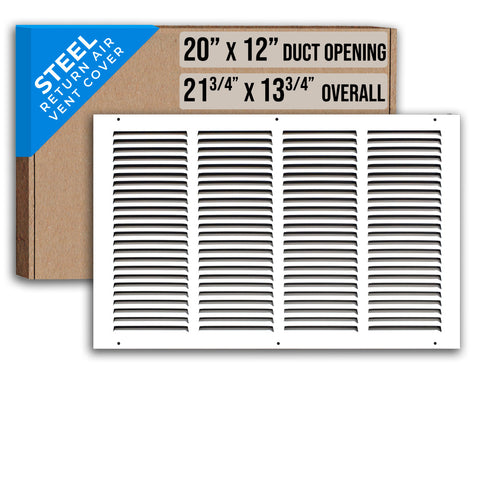 20" X 12" Duct Opening | Steel Return Air Grille for Sidewall and Ceiling | Outer Dimensions: 21.75"W X 13.75"H
