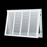 20"x14" White Steel Return Air Filter Grille, Removable Door, for 1-Inch Filters