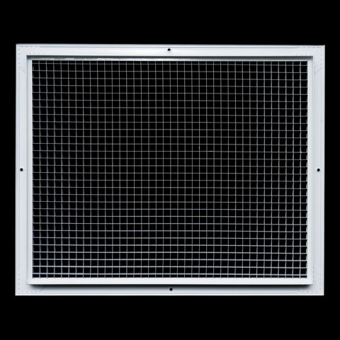20" x 16" [Duct Opening] Aluminum Return Air Grille | Rust Proof Eggcrate Vent Cover Grill for Sidewall and Ceiling, White | Outer Dimensions: 21.75" X 17.75"