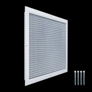 20 x 16-inch White Aluminum eggcrate return grille, angled view