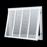20"x16" White Steel Return Air Filter Grille, Removable Door, for 1-Inch Filters
