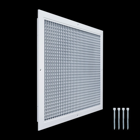 20" x 16" [Duct Opening] Aluminum Return Air Grille | Rust Proof Eggcrate Vent Cover Grill for Sidewall and Ceiling, White | Outer Dimensions: 21.75" X 17.75"