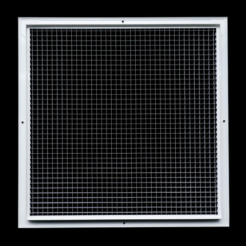 20" x 20" [Duct Opening] Aluminum Return Air Grille | Rust Proof Eggcrate Vent Cover Grill for Sidewall and Ceiling, White | Outer Dimensions: 21.75" X 21.75"