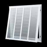 20"x20" White Steel Return Air Filter Grille, Fixed Hinged, for 1-Inch Filters