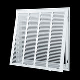20"x20" White Steel Return Air Filter Grille, Removable Door, for 1-Inch Filters