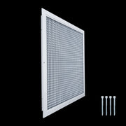 20 x 20-inch White Aluminum eggcrate return grille, angled view