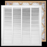20"x20" White Steel Return Air Filter Grille, Filter Included, Removable Door