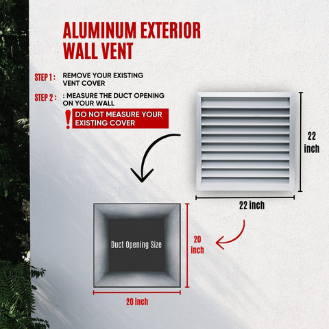 20"x20" Anodized Aluminum Exterior Wall Vent | Outer Dimension: 22"W X 22"H