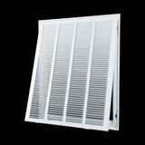 20"x25" White Steel Return Air Filter Grille, Fixed Hinged, for 1-Inch Filters