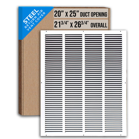 20" X 25" Duct Opening | Steel Return Air Grille for Sidewall and Ceiling | Outer Dimensions: 21.75"W X 26.75"H