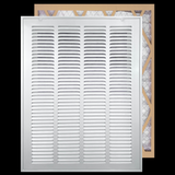20"x25" White Steel Return Air Filter Grille, Filter Included, Removable Door