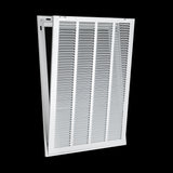 20"x30" White Steel Return Air Filter Grille, Removable Door, Plastic Latches, for 1-Inch Filters