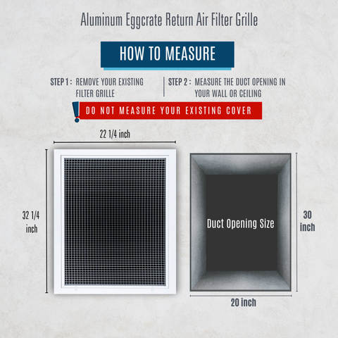 Handua Aluminum Return Air Filter Grille | Low Noise Cube Core Eggcrate | Vent Cover Grill for Sidewall and Ceiling